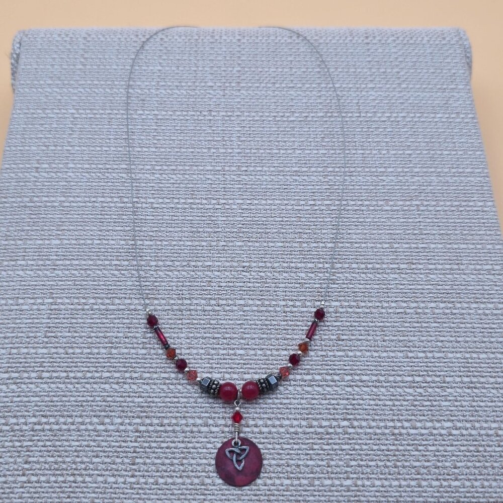 18 Inch Sterling Silver Handmade Tarnished Trinity Knot Necklace B635